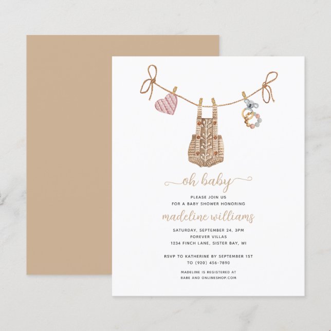 BUDGET BOHO Baby Clothes Neutral Oh Baby Shower (Front/Back)