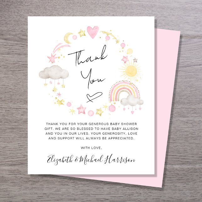 Budget Boho Baby Girl Douche Carte de remerciement (Créateur téléchargé)