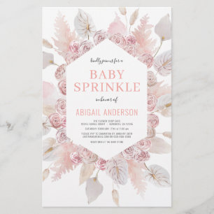 Budget Boho Baby Sprinkle Blush Pink Invitation Flyer