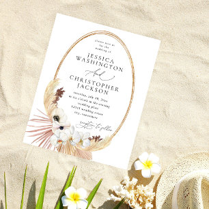 Budget Boho Beach White Floral Wedding Flyer