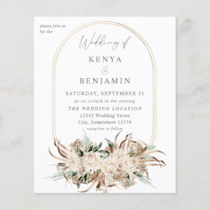 Budget Boho Beige Floral Wedding 3 Flyer