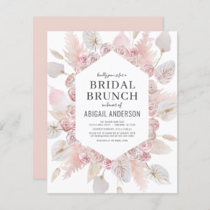 Budget Boho Blush Pink Bridal Brunch Invitation