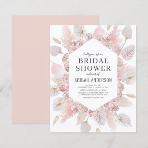 Budget Boho Blush Pink Bridal Shower Invitation