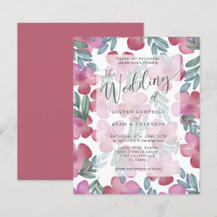 Budget Boho Blush Pink Floral Wedding Invitation