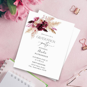 Budget Boho Burgundy& Pink Floral Graduation Party