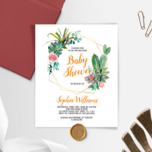 Budget Boho Cactus Baby Shower Invitation