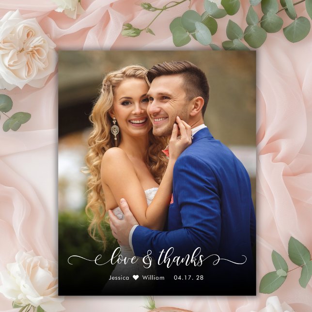 Budget Boho Calligraphy 2 Photo Wedding Thank You (Creator Uploaded)