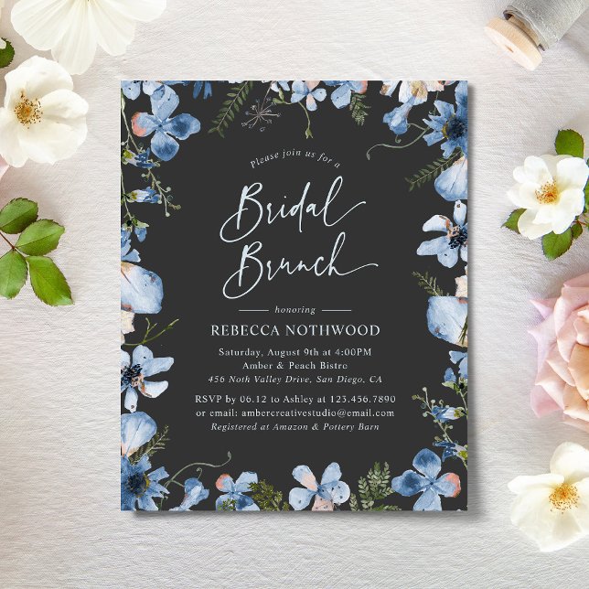 Budget Boho Charcoal Bridal Brunch Invitation (Creator Uploaded)