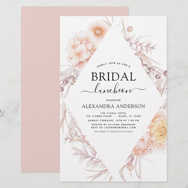 Budget Boho Chic Bridal Luncheon Dusty Pink Desert (Front/Back)