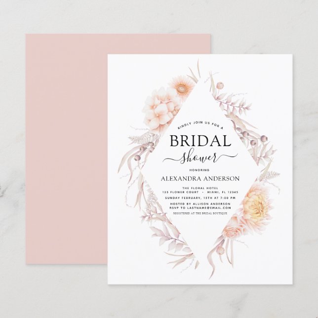 Budget Boho Chic Dusty Pink Desert Bridal Shower (Front/Back)