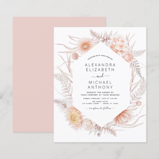 Budget Boho Chic Dusty Pink Desert Wedding (Front/Back)