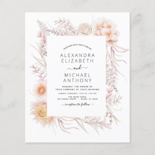 Budget Boho Chic Dusty Pink Desert Wedding Flyer