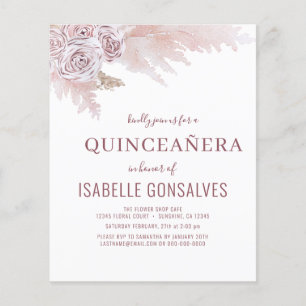 Budget Boho Chic QUINCEAÑERA Party Invitation Flyer