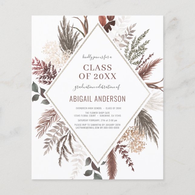 Budget Boho Class of 20223Photo Grad Invitation  Flyer (Front)