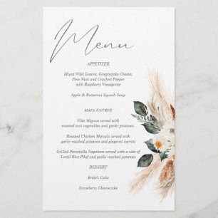 Budget Boho Copper &  Beige Floral Menu Medium Siz