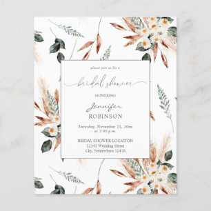 Budget Boho Copper Pampas Bridal Shower Flyer
