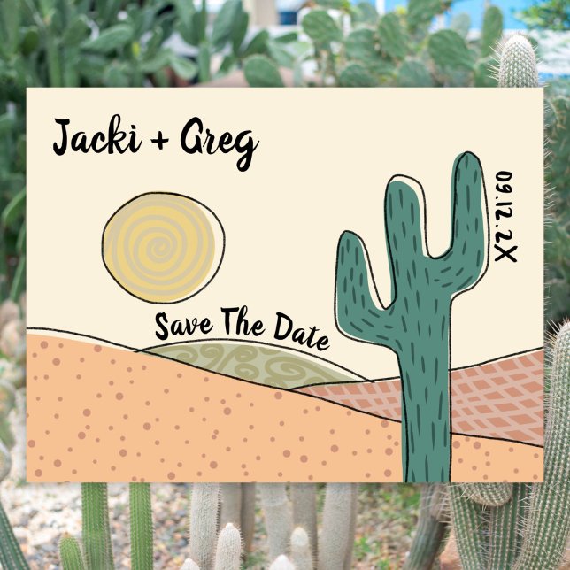 Budget Boho Desert Cactus Save The Date Invitation Postcard (Creator Uploaded)