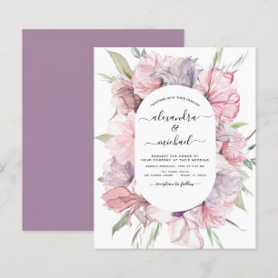 Budget Boho Dusty Pink Purple Wedding Invitation