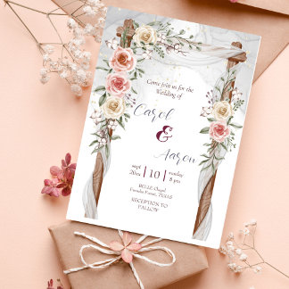 budget boho elegant classy botanical wedding flyer