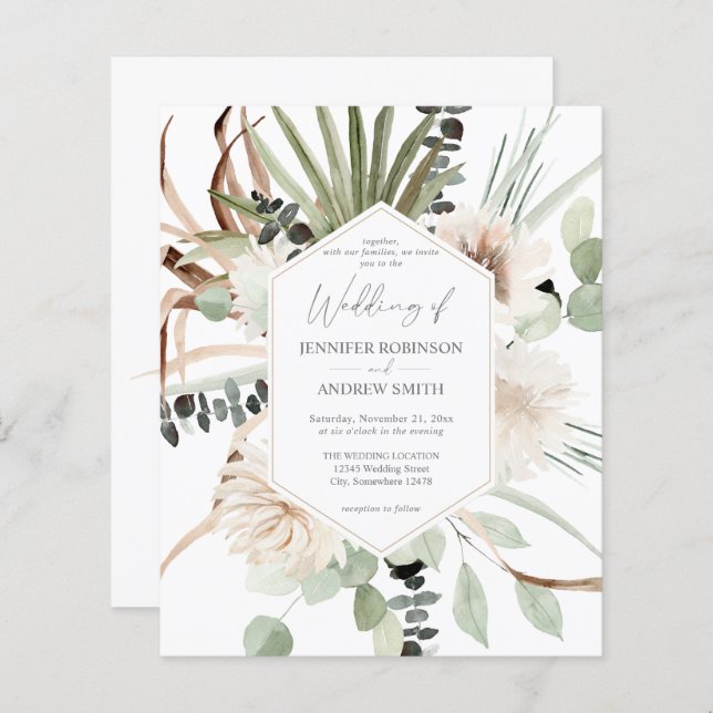 Budget Boho Eucalyptus Palm Leaf & Floral Wedding (Front/Back)