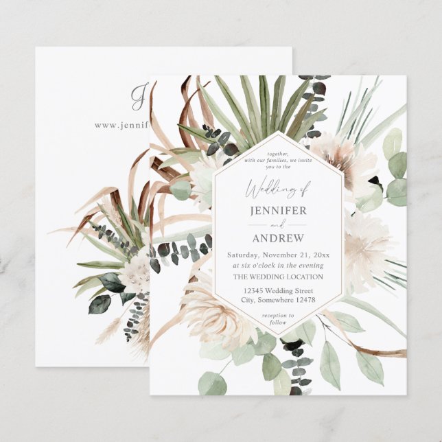 Budget Boho Eucalyptus Palm Leaf& Floral Wedding 3 (Front/Back)
