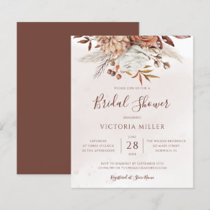 Budget Boho Fall Floral Bridal Shower Invitation