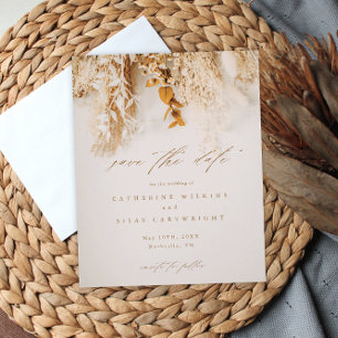 Budget Boho Fall Flowers Wedding Save The Date Flyer