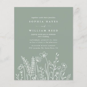 BUDGET Boho Floral Sage Green Wildflower Wedding  Flyer