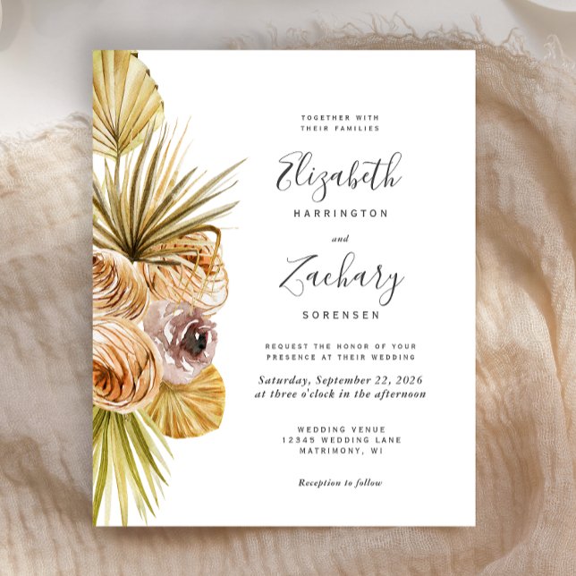 Budget Boho Floral Tropical Wedding Invitation (Creator Uploaded)