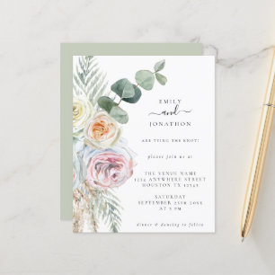 Budget Boho Florals Eucalyptus Wedding Invitation