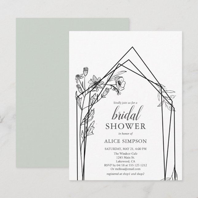 Budget Boho Flowers Geometric Bridal Shower Invita Invitation Postcard (Front/Back)