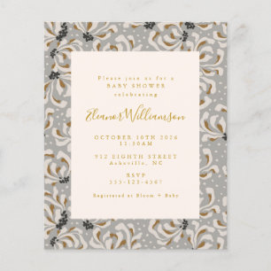 Budget Boho Grey Gold Floral Baby Shower