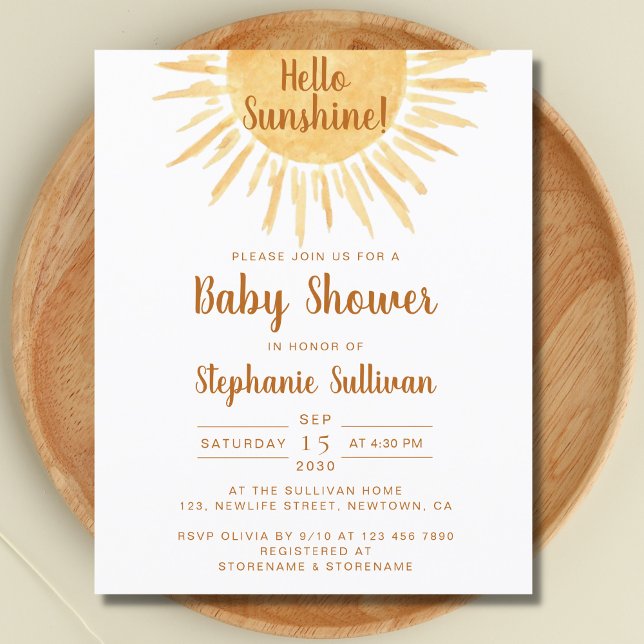 Budget Boho Hello Sunshine Baby Shower Invitation (Creator Uploaded)