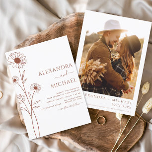 Budget Boho Modern Floral Wedding Invitations Flyer