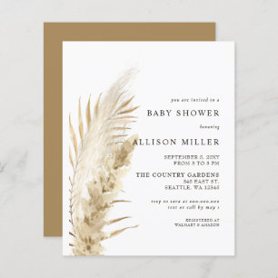Budget  Boho Pampas Baby Shower Invitation