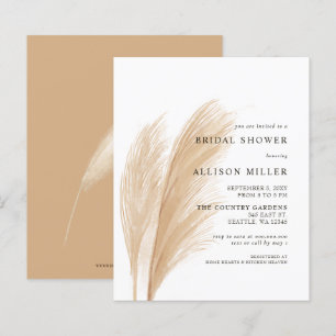 Budget Boho Pampas Bridal Shower Invitation