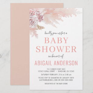 Budget Boho Pampas Grass Baby Shower Invitation