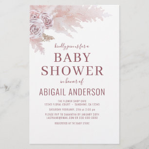 Budget Boho Pampas Grass Baby Shower Invitation Flyer