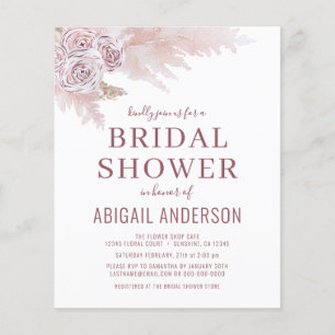 Budget Boho Pampas Grass Bridal Shower Invitation