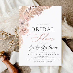 Budget Boho Pampas Grass Bridal Shower Invitation Flyer