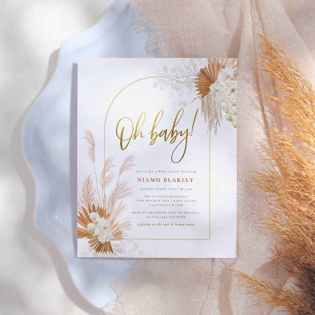 Budget Boho Pampas Grass Gold Girl Baby Shower (Creator Uploaded)