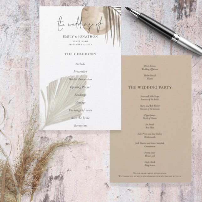 Budget Boho Pampas Grasses Programme de mariage (Créateur téléchargé)