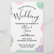 Budget Boho Pastel Watercolor Wedding Invitation