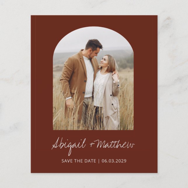 Budget Boho Photo Arch Save The Date Invitation  (Front)