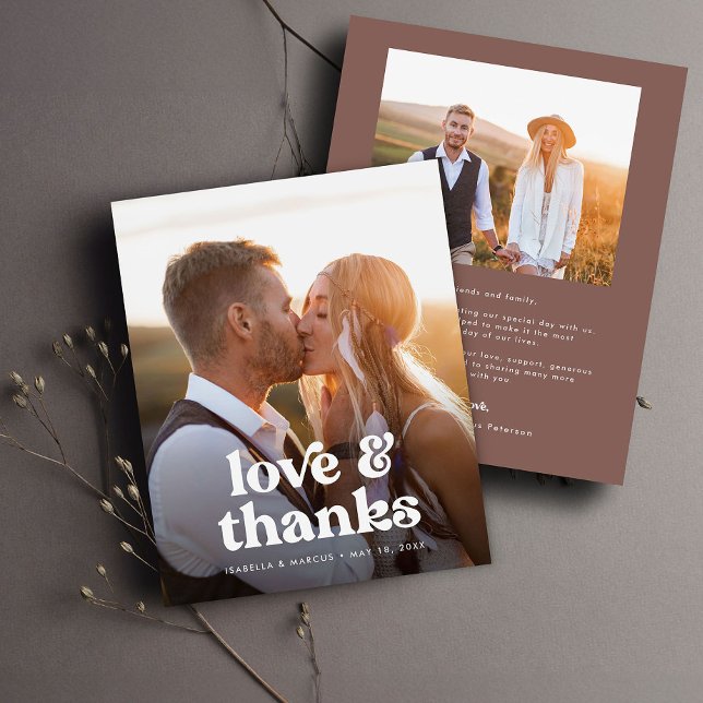 Budget Boho Photo Mariage Carte de remerciements (Créateur téléchargé)