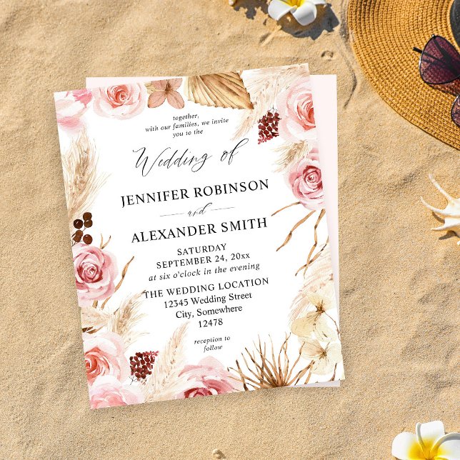 Budget Boho Pink & Beige Floral Pampas Wedding (Creator Uploaded)