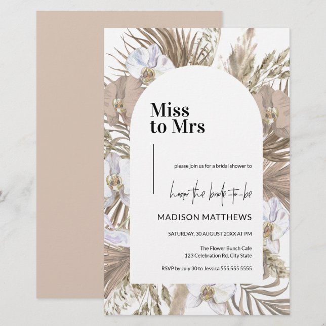Budget Boho Pink Blush Bridal Shower Invite (Front/Back)