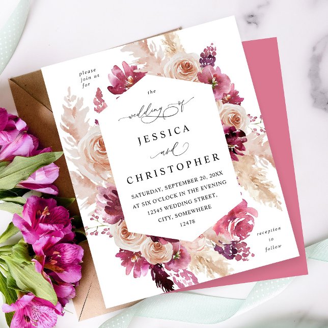 Budget Boho Pink Pampas Grass Floral Wedding Pink (Creator Uploaded)