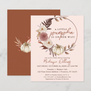 Budget Boho Pumpkin Girl Fall Baby Shower Invite
