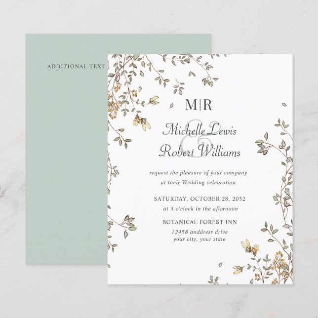 BUDGET Boho Russe feuilles de jardin mariage (Devant / Derrière)